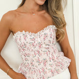 Pink Flower Lace Corset Top