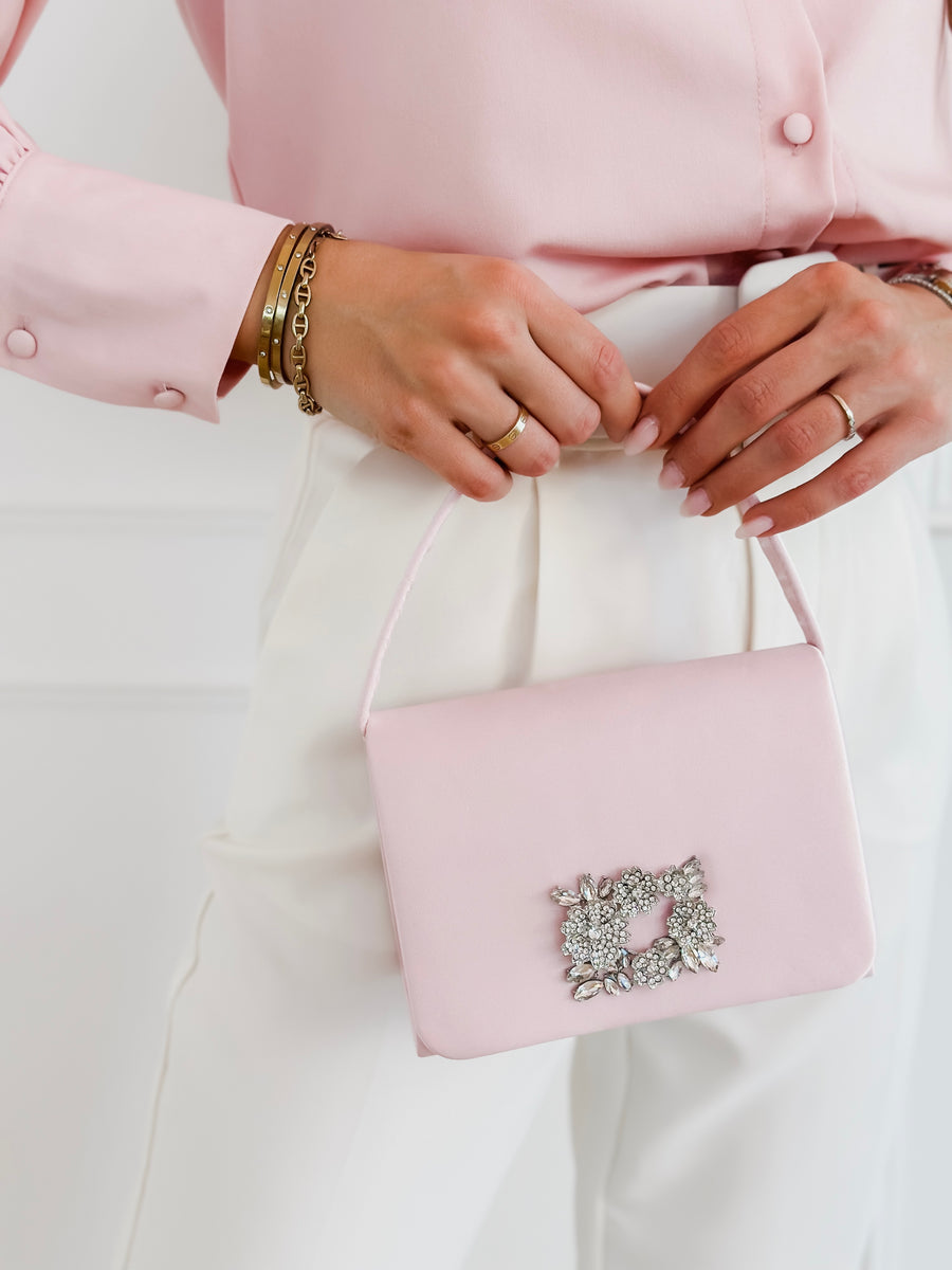 Pink Satin Diamond Bag