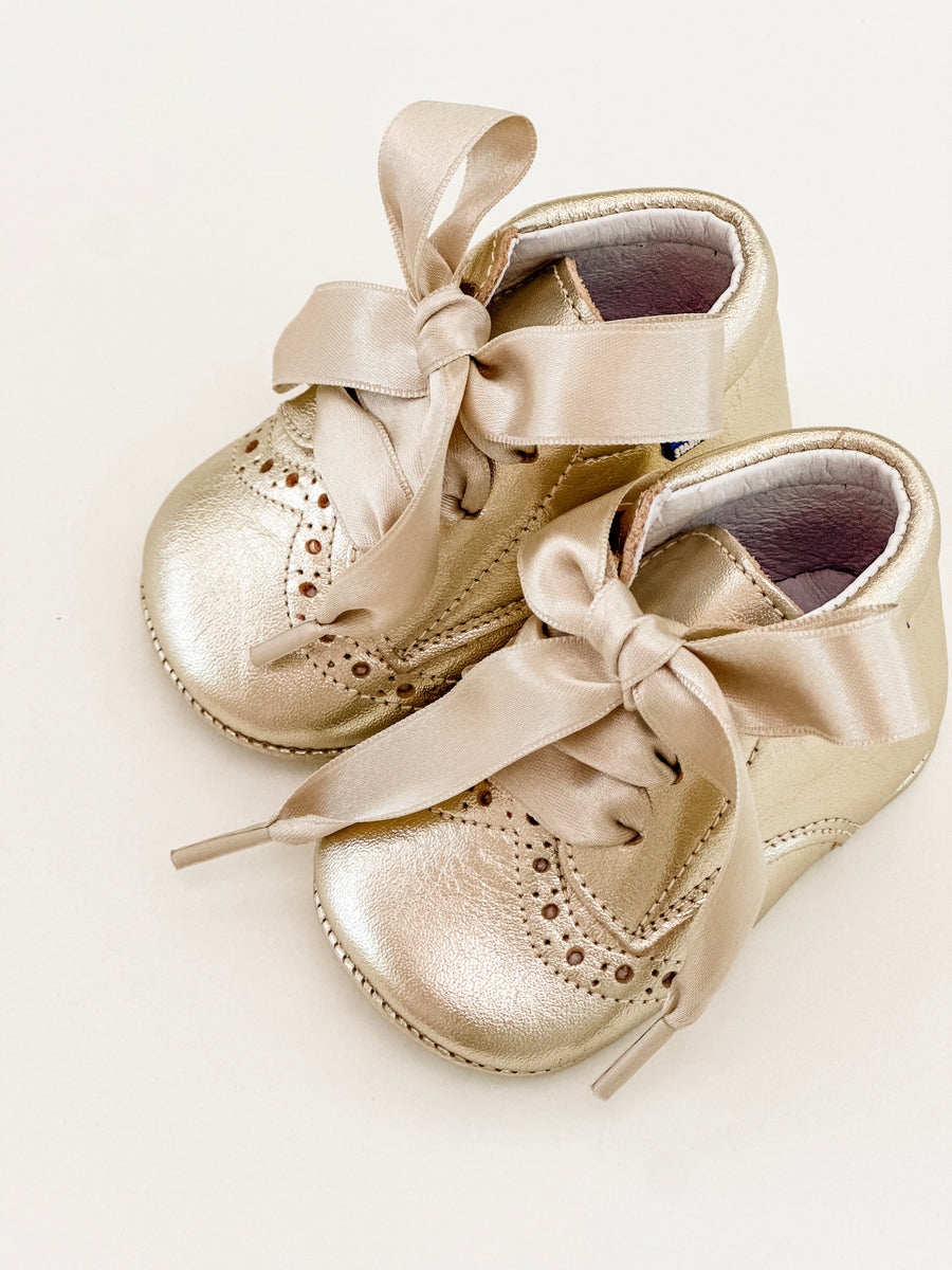 BABY - Champange Satin Bow Shoes