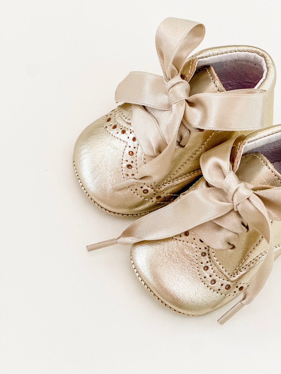 BABY - Champange Satin Bow Shoes