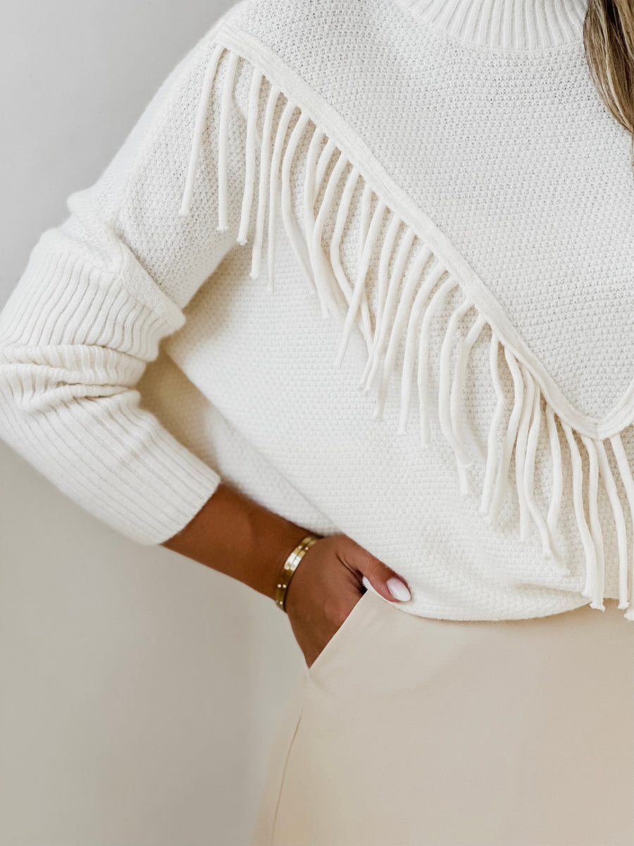 Crème Fringe Sweater