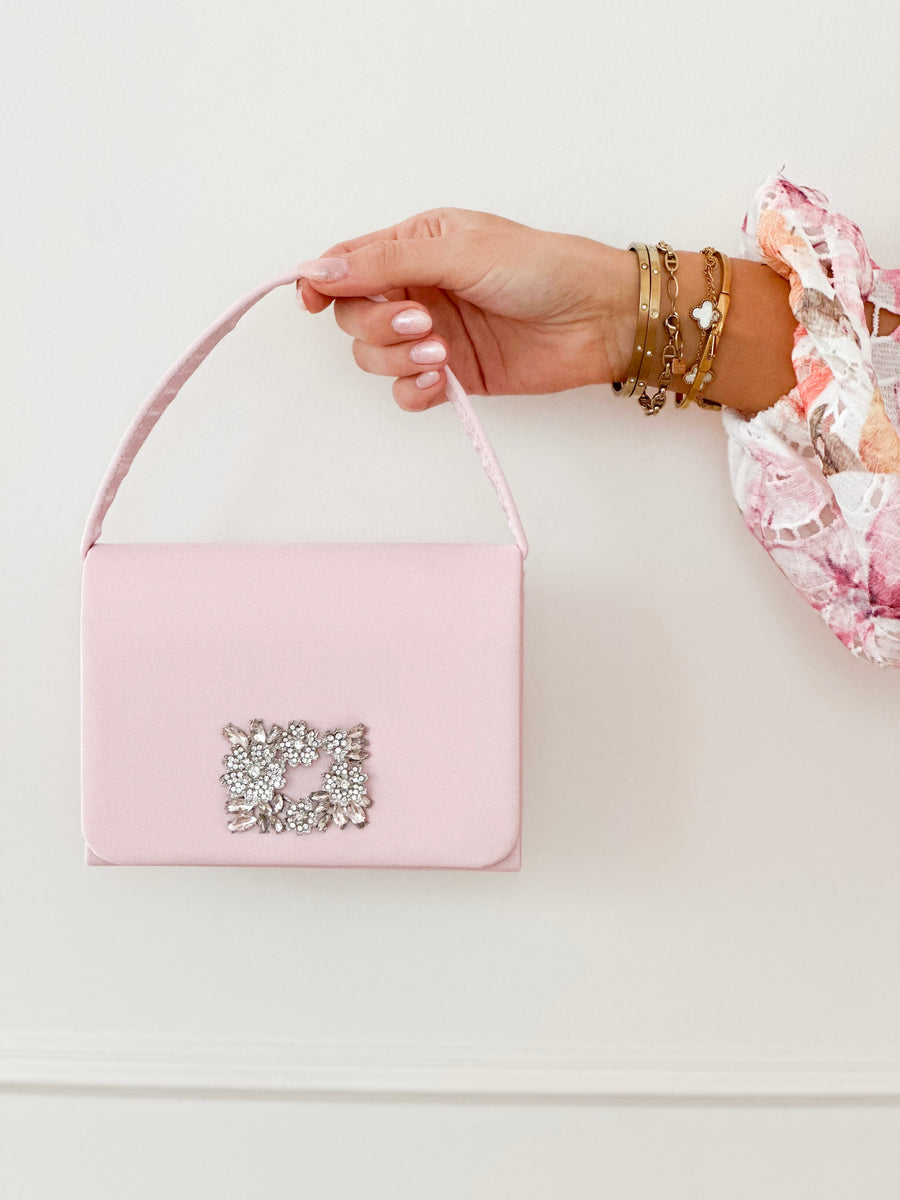 Pink Satin Diamond Bag