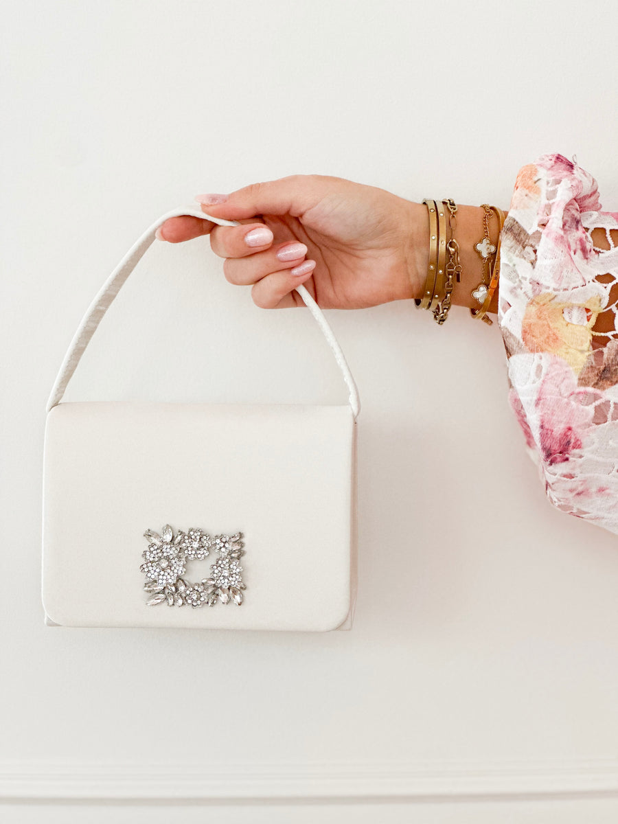 Ivory Satin Diamond Bag