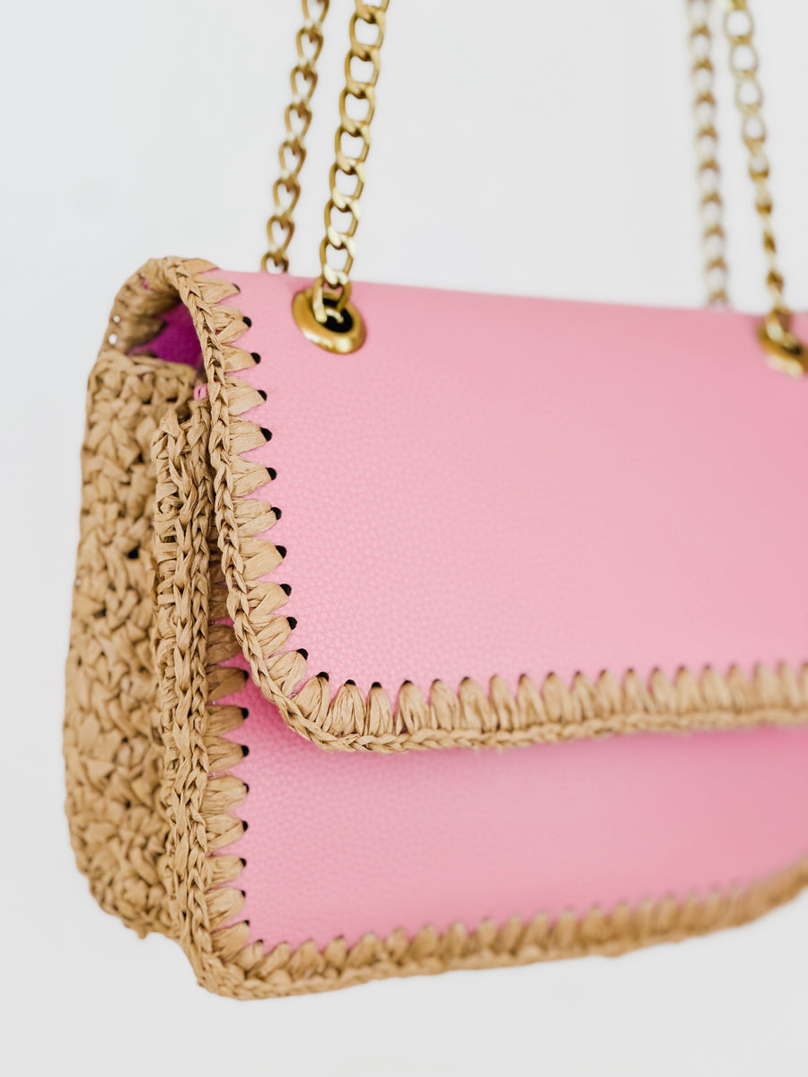 Pink Raffia Bag