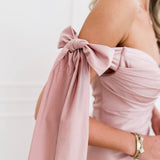 Mauve Satin Shoulder Bow Dress
