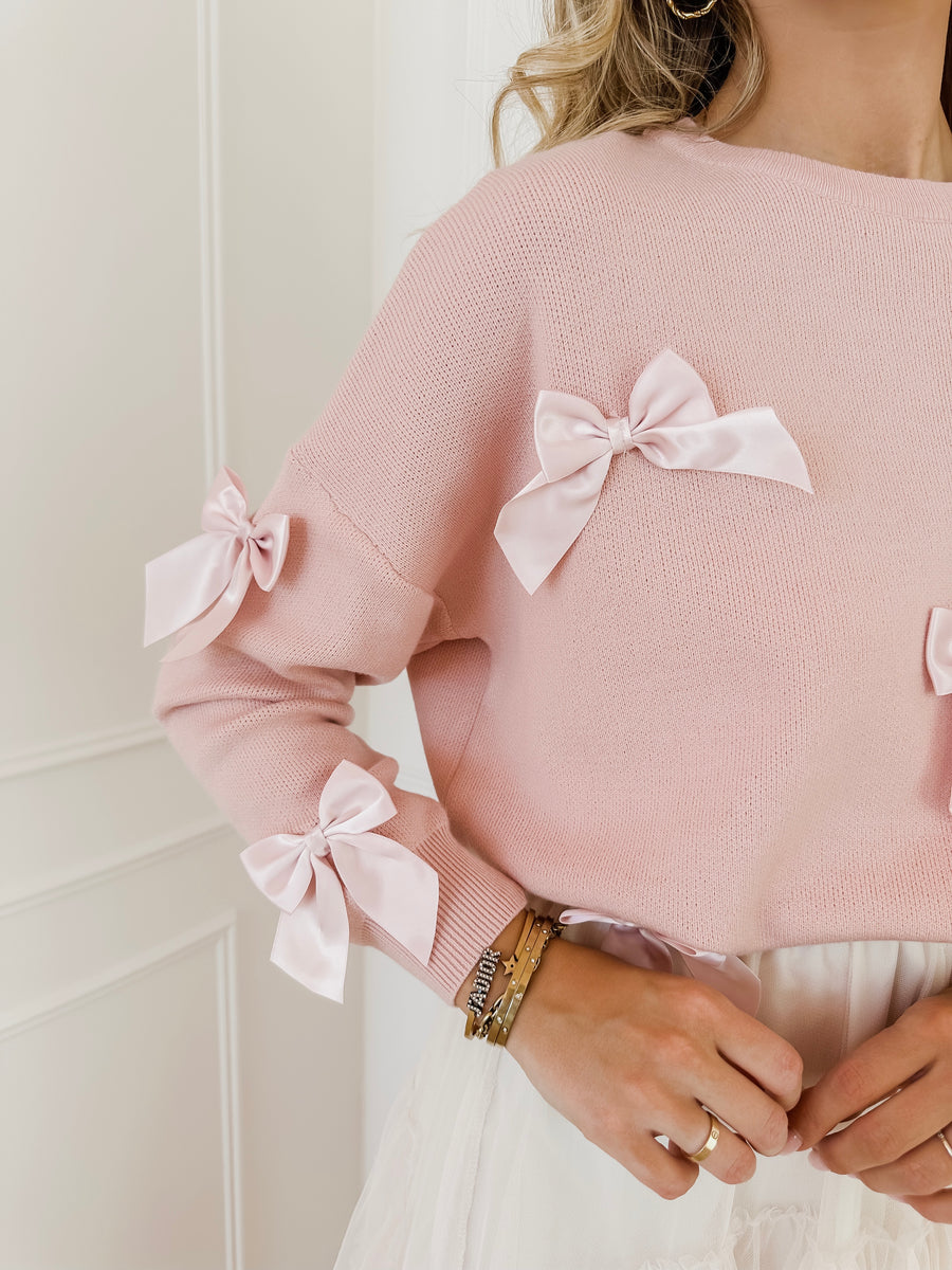 Pink Satin Bows Sweater (Long Sleeve)