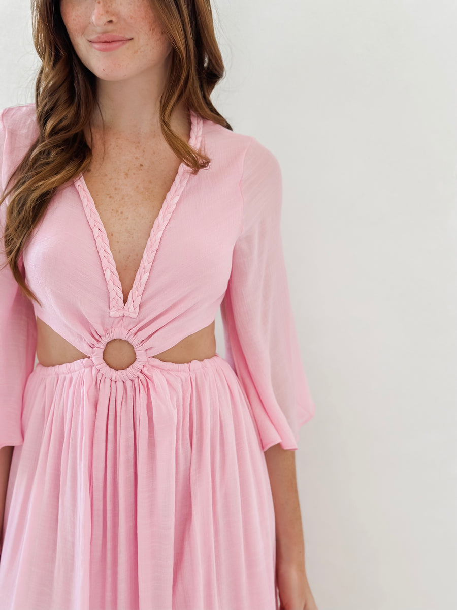 Pink Linnen Long Dress