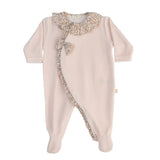 BABY - Peachy Pink Velour Flower Detail Bodysuit