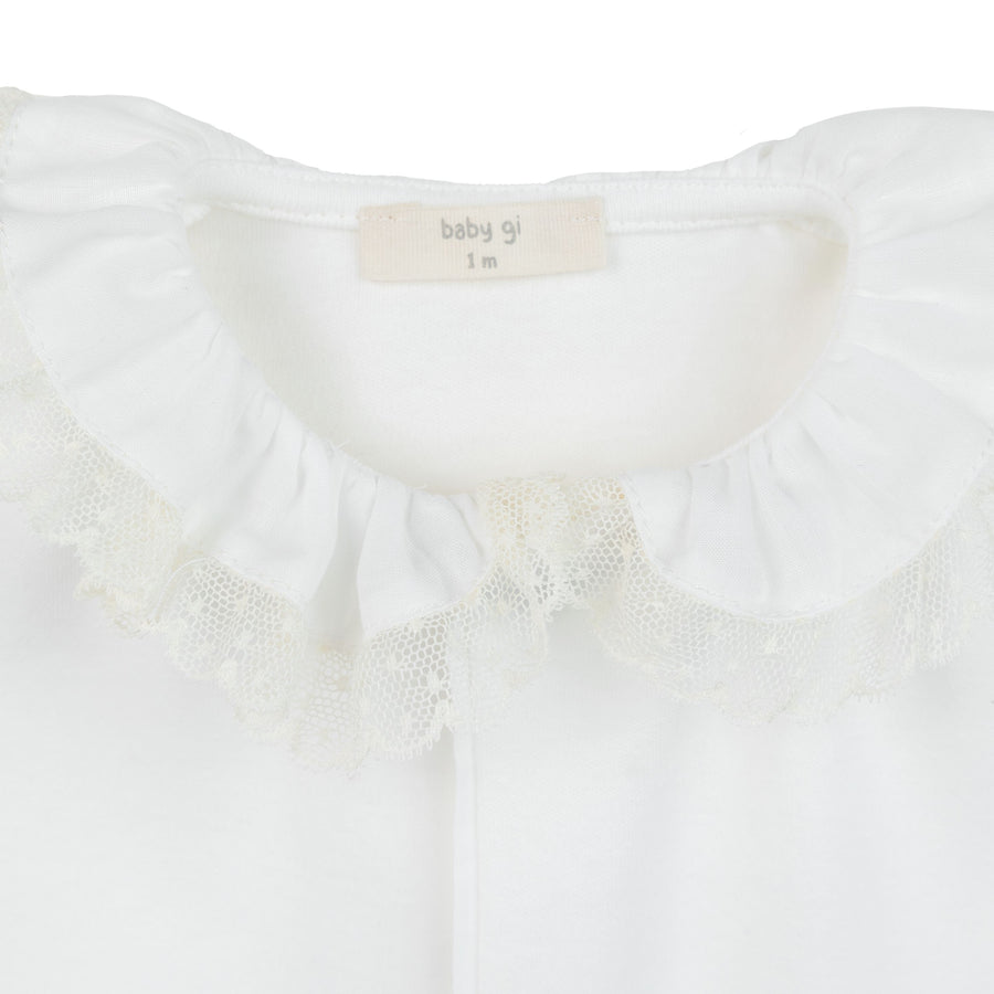 BABY - White Velvet Lace Detail Bodysuit