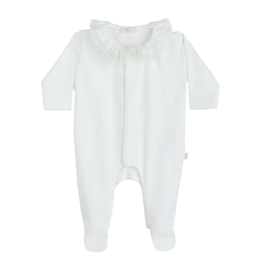 BABY - White Velvet Lace Detail Bodysuit