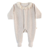 BABY - Beige Velours Frill Collar Bodysuit