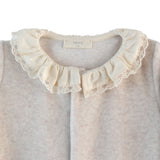 BABY - Beige Velours Frill Collar Bodysuit