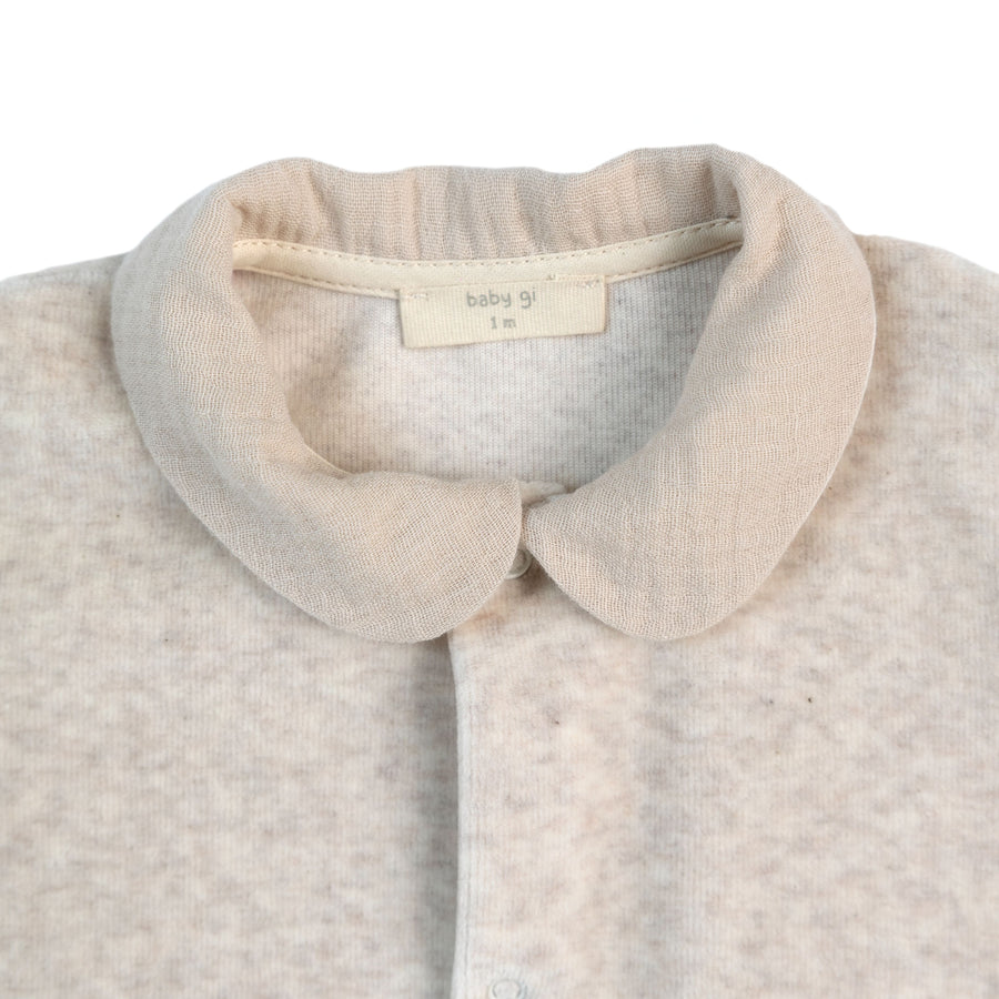 BABY - Beige Velour Tetra Detail Bodysuit