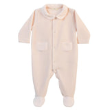 BABY - Peachy Pink Velour Tetra Detail Bodysuit