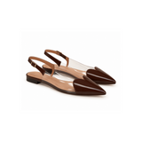 Chocolate Brown Plexi Heart Slingbacks