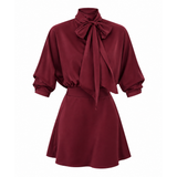 Bordeaux Chana Bow Dress