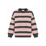 Khaki Pink Striped Kindra Bow Sweater