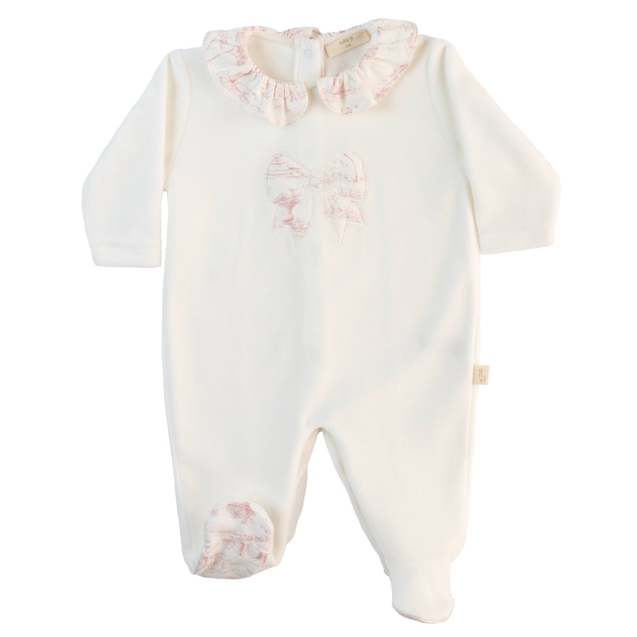 BABY - White Pink Detail Bow Bodysuit