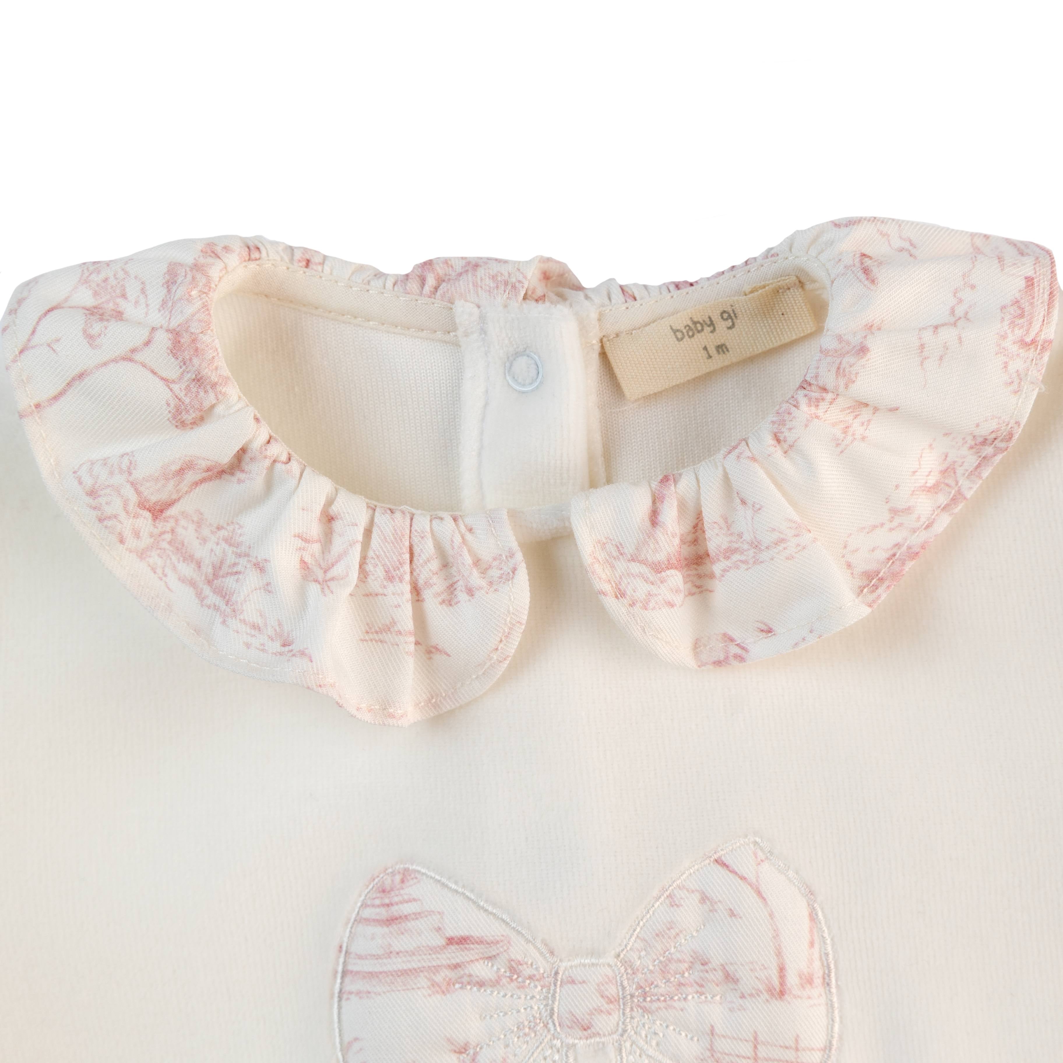 BABY - White Pink Detail Bow Bodysuit