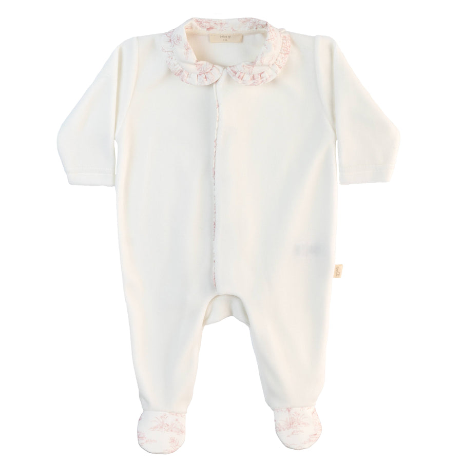 BABY - White Pink Detail Frill Collar Bodysuit