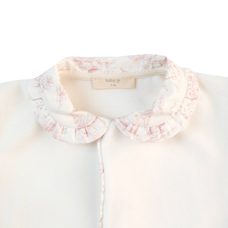 BABY - White Pink Detail Frill Collar Bodysuit