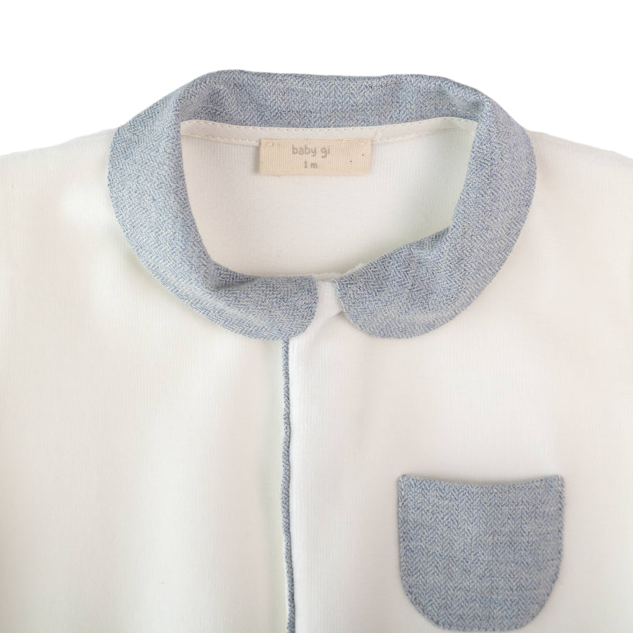 BABY - Ivory Blue Detail Pocket