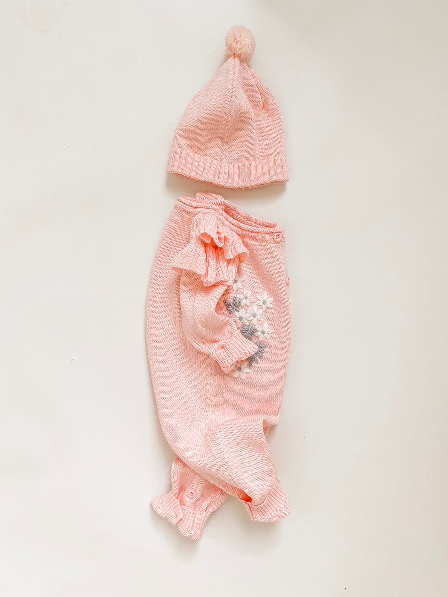 BABY - Pink Berrytime Bonnet Romper