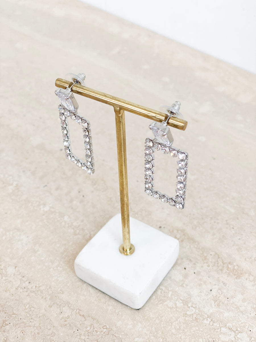 Silver Square Bouble Earring