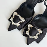 Black Satin Fionna Heels