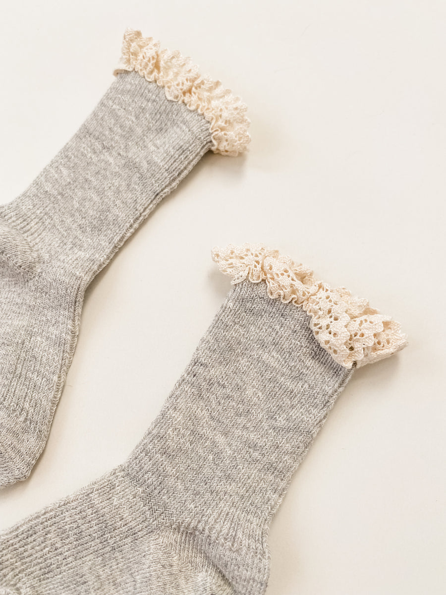 BABY - Grey - beige Lace Socks