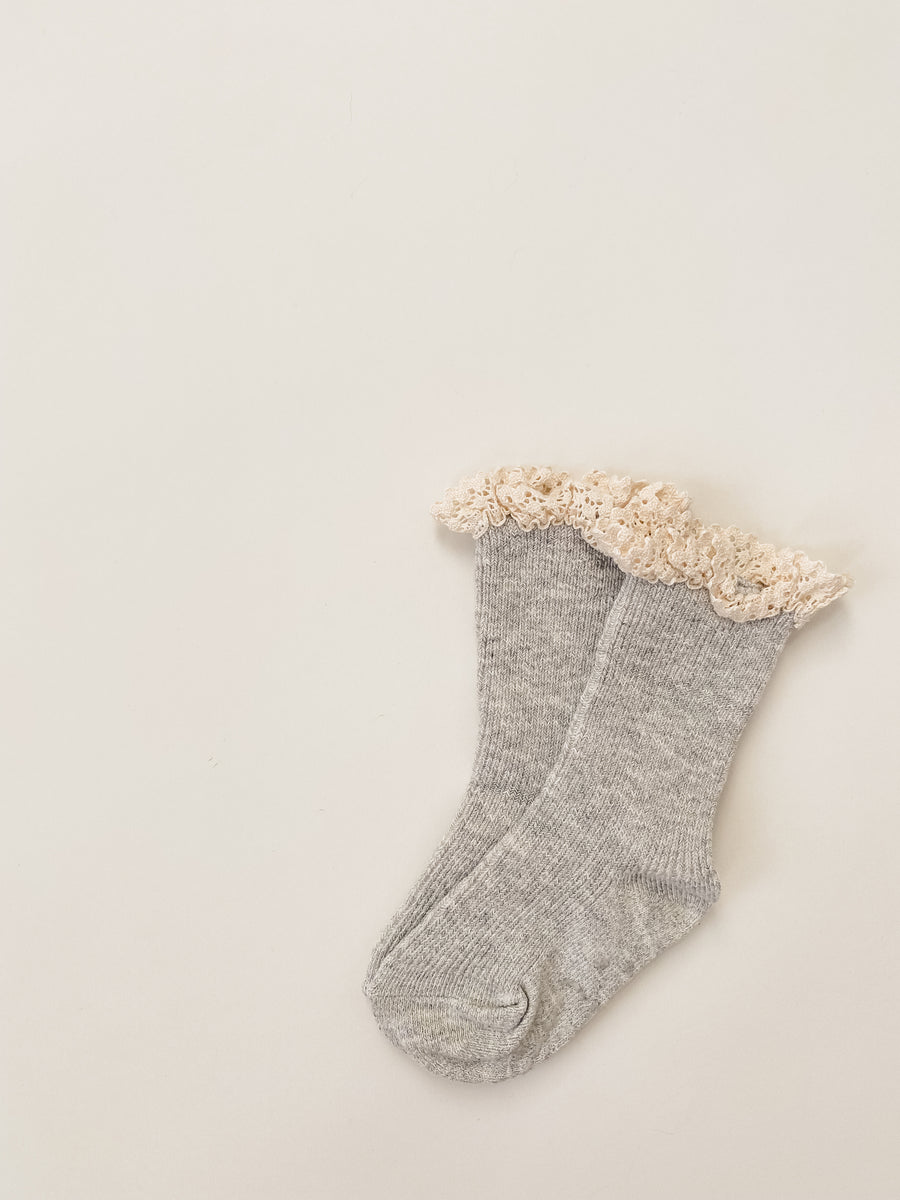 BABY - Grey - beige Lace Socks