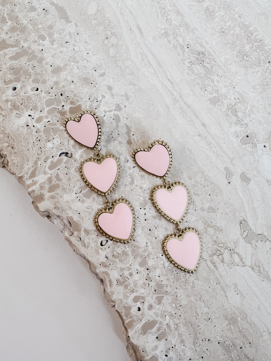 Pink Double Heart Earring