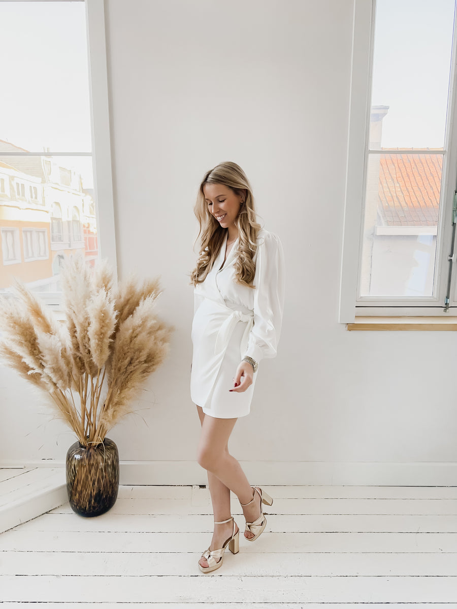 White Satin Cache-Coeur Dress