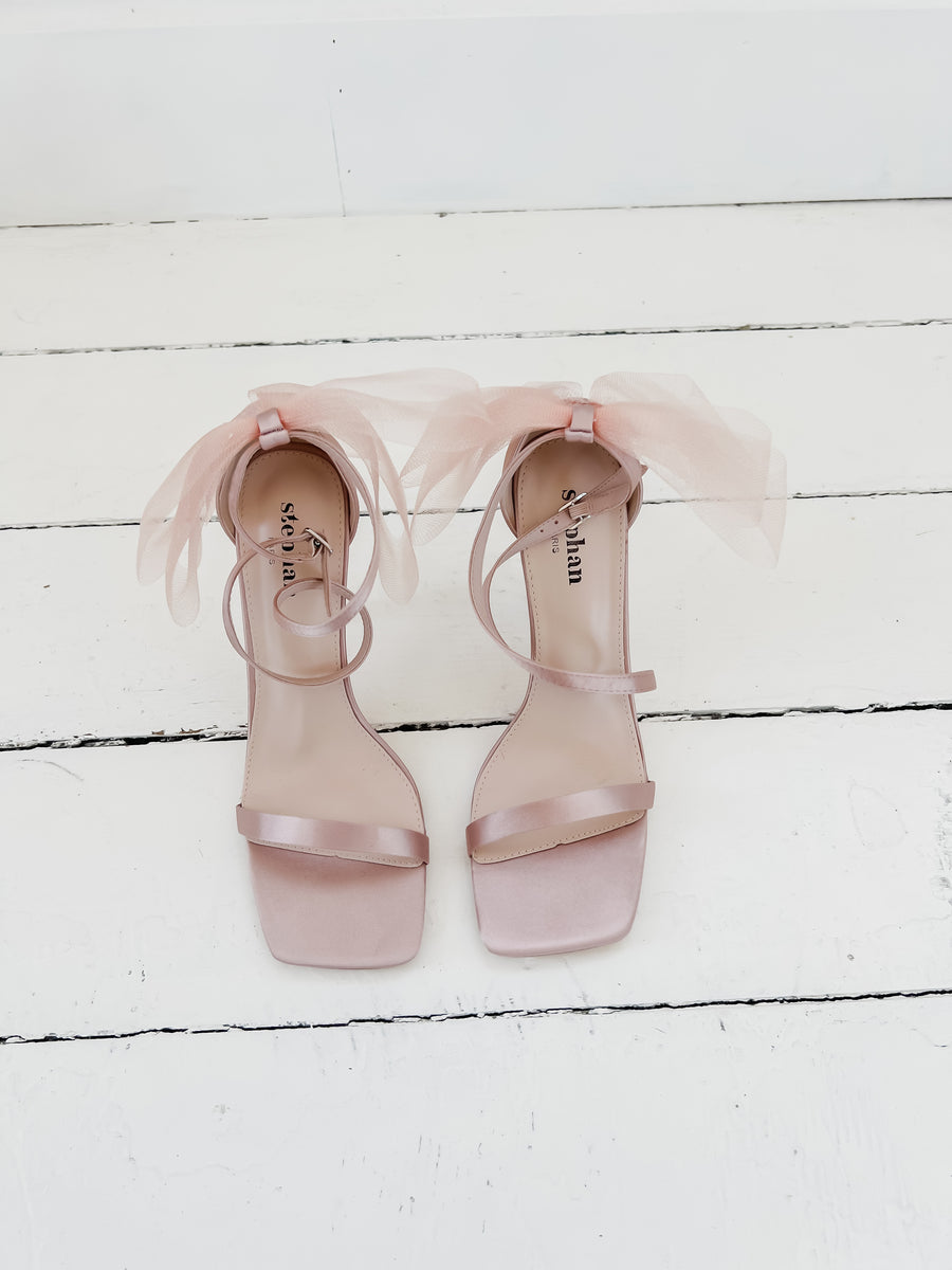 Pink Cute Tule Bow Heels