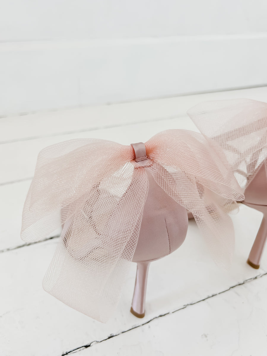 Pink Cute Tule Bow Heels