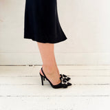Black Satin Fionna Heels